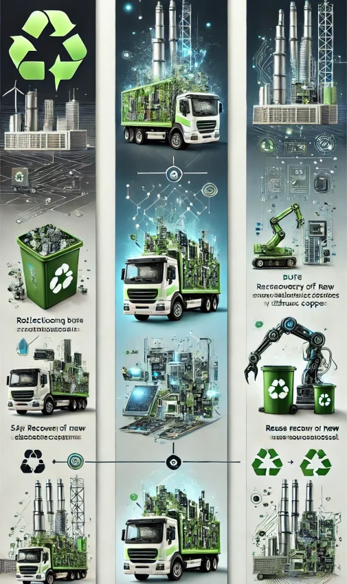 DALL·E 2025-04-20 12.19.35 - A vertical infographic-style image with a sleek, modern design illustrating the recycling process of WEEE (Waste Electrical and Electronic Equipment)